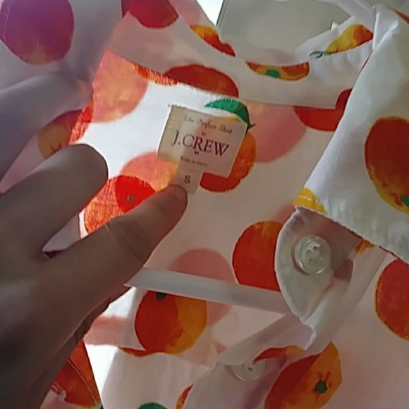 SOLD J. Crew Oranges print button-up blouse - Picture 2 of 3